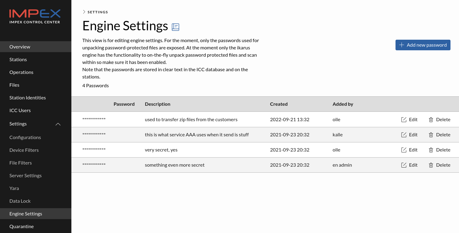 Password list view