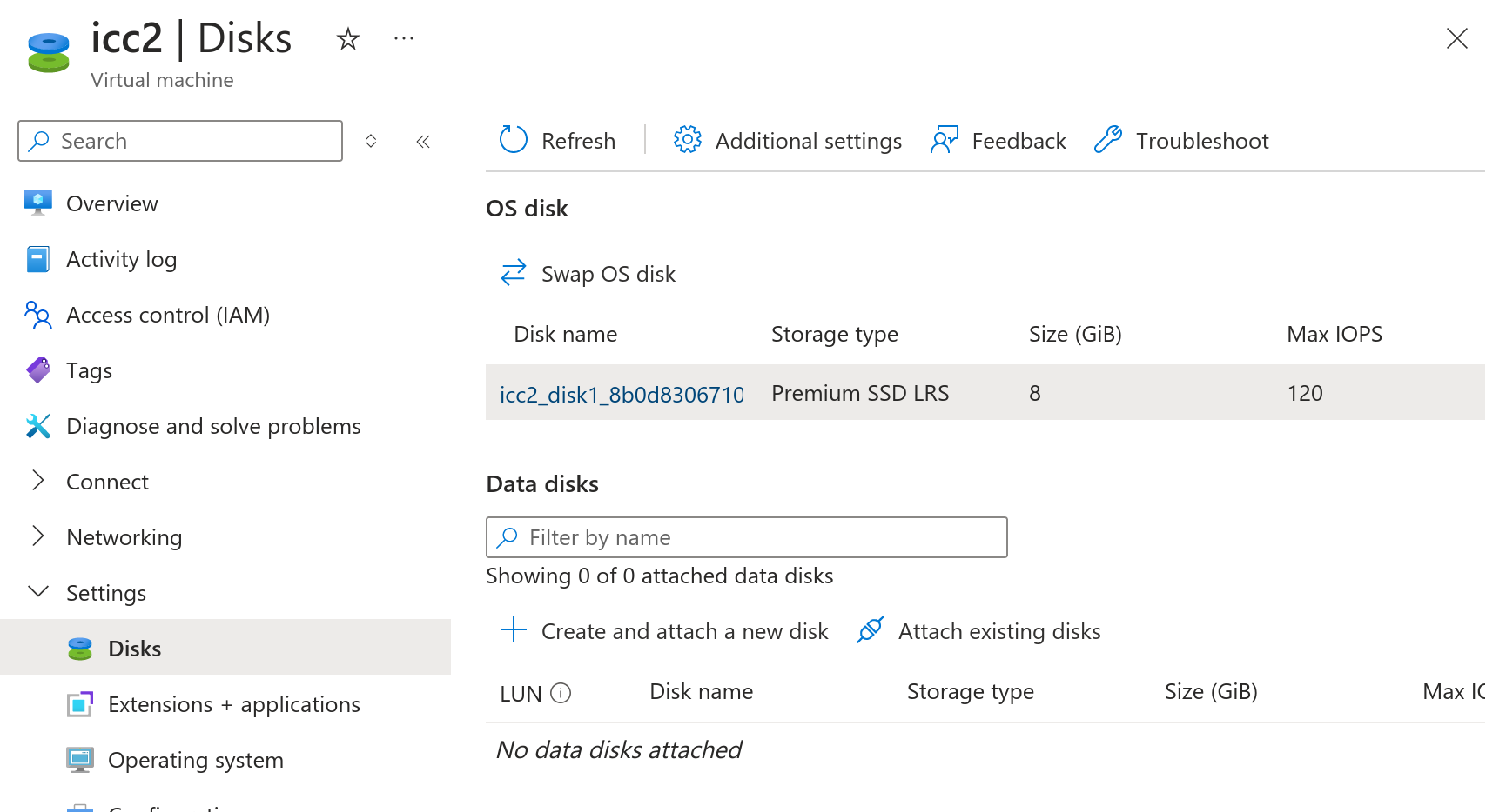 Virtual machines Select Disk