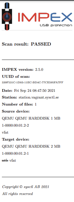 Receipt with info on scan when no malware was found